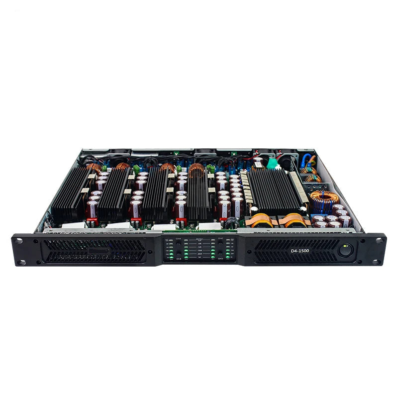 GaN technology 4-channel digital amplifier with 3000W capacity in compact 1U chassis inner view