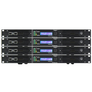 4 Professional 4-channel amplifier front panel with LED indicators and status monitoring