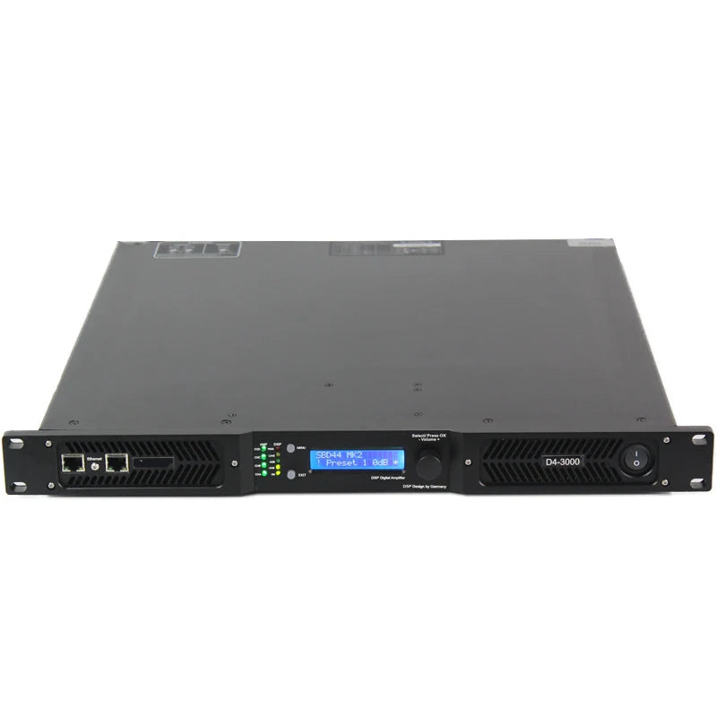 High-power 4-channel digital amplifier with 6500W capacity in 1U chassis