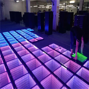 Modular LED dance floor panels with magnetic connection and tempered glass