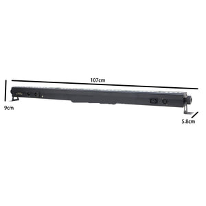 Professional RGBW DMX LED bar illuminating a stage with vibrant color gradients and dynamic lighting effects during a live performance. back view
