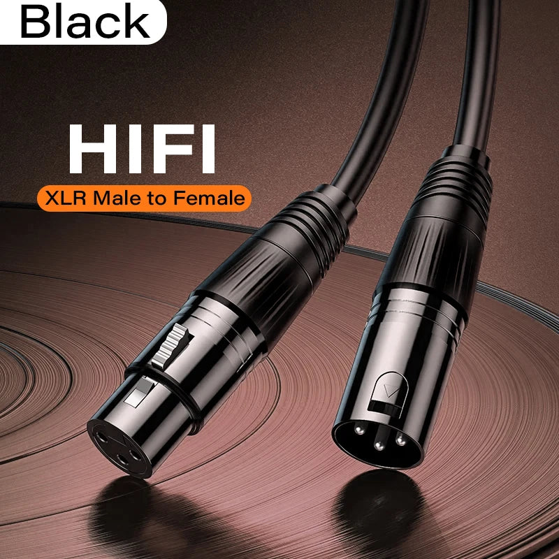 Professional 3-pin XLR audio cable with male and female connectors 1