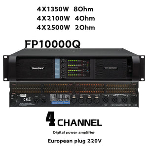 FP Series Amplifier front and rear view with Speakon connections and XLR inputs
