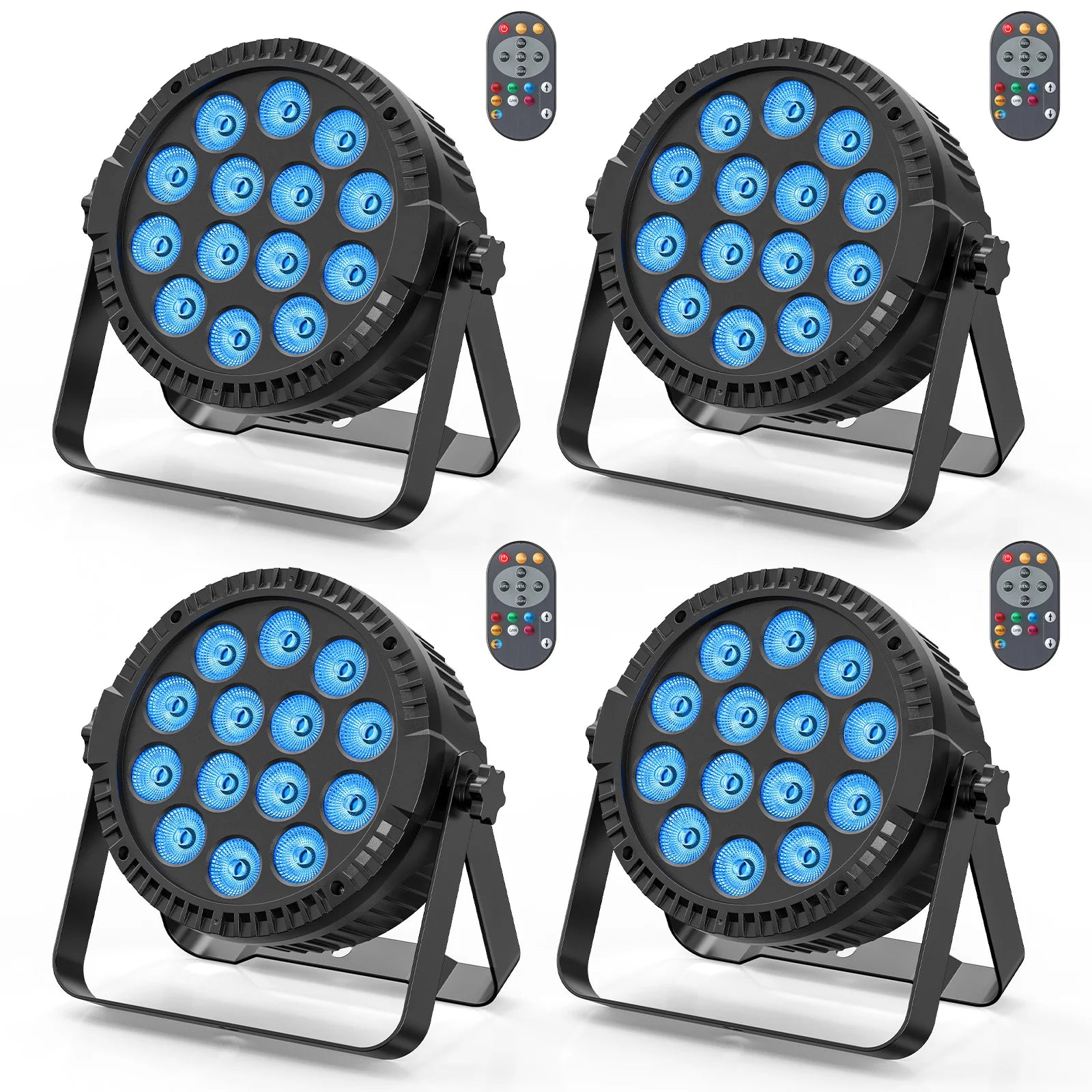 RGBW PAR Light 4-Pack with mounting brackets and remote control