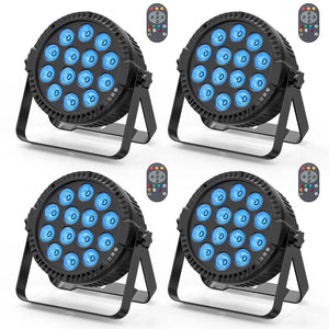RGBW PAR Light 4-Pack with mounting brackets and remote control