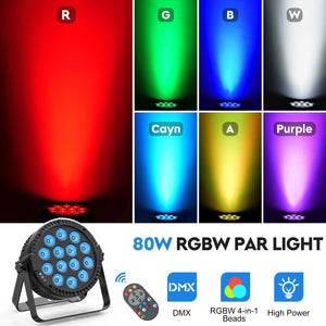80W PAR Light with 14 LED beads in RGBW color display