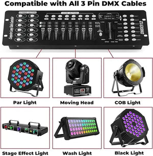 Professional stage lighting console with DMX control and programmable scenes