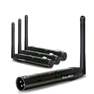 Wireless DMX512 controller with transmitter and receiver units for professional lighting systems